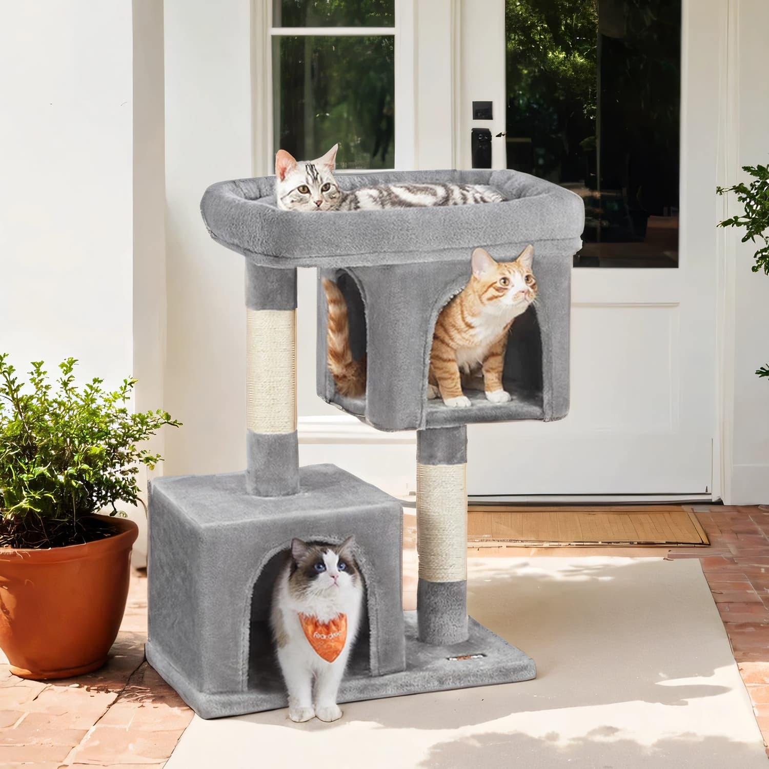 84 cm hoge krabpaal, krabpaal voor grote katten, groot uitkijkplatform