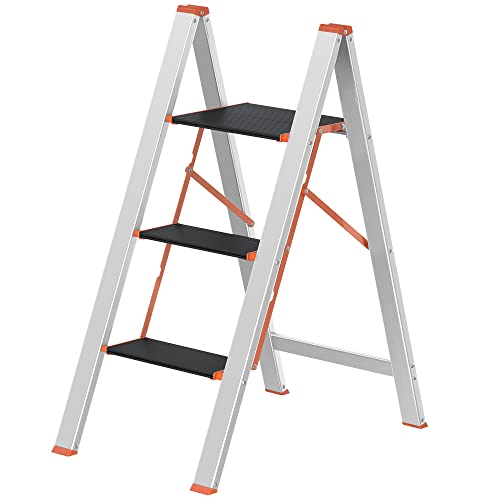 Ladder - 3 treden - Opvouwbaar - Zilver