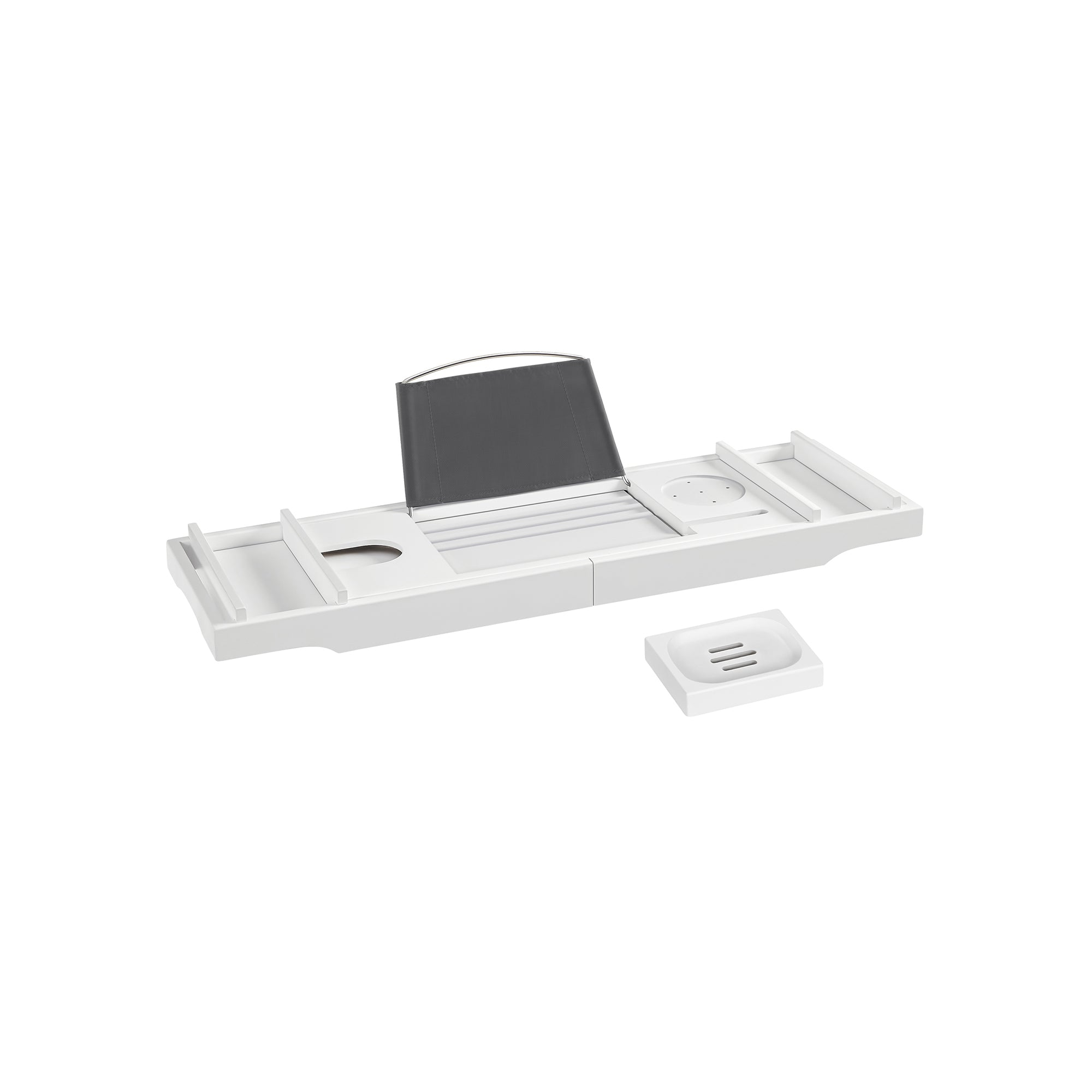 Badplank - Badrek - Uittrekbaar - Bamboe - (75-109) x 23 x 4,5 cm - Wit