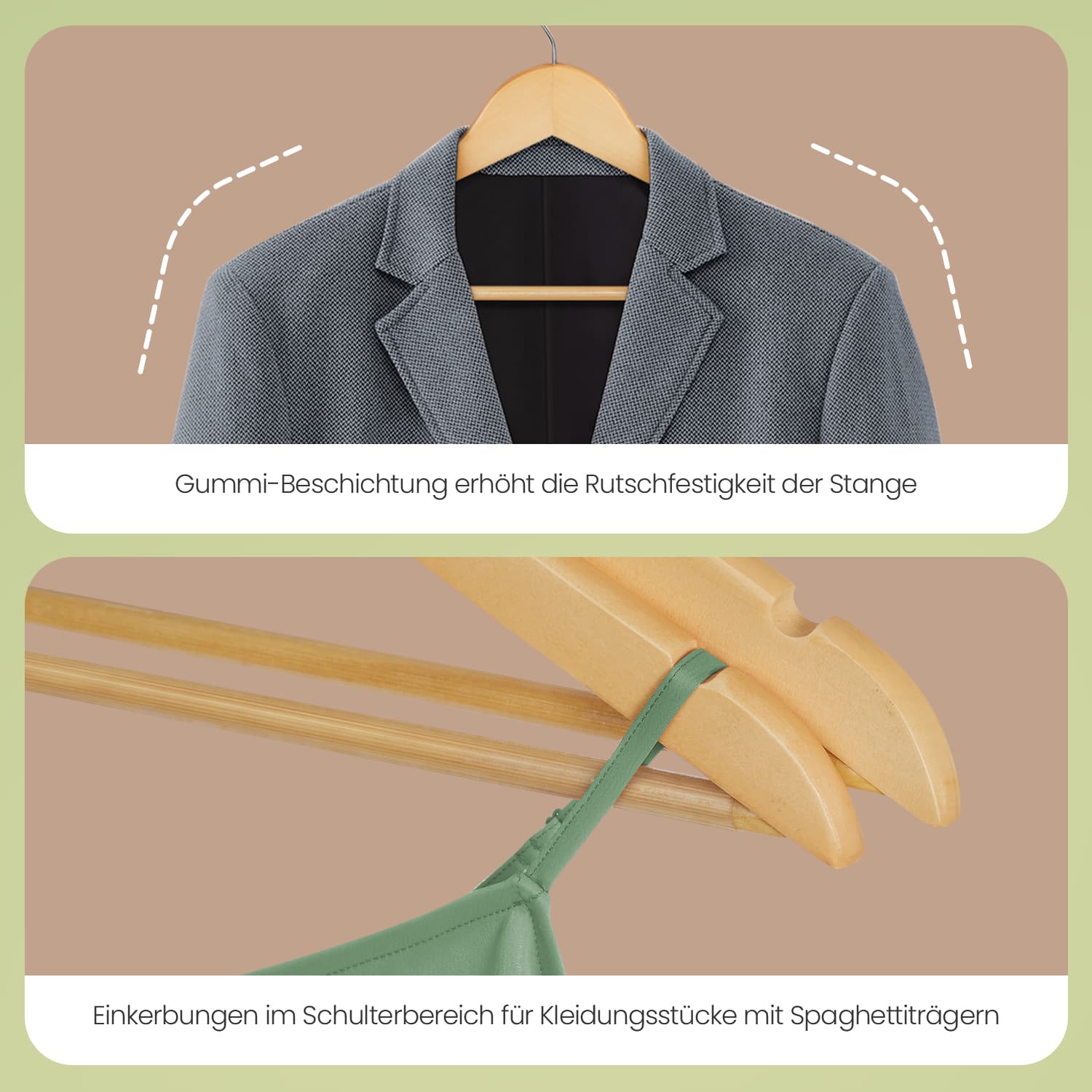 Houten Kledinghangers – Set van 50 – Stevige Afwerking – Natuurlijk Zilver