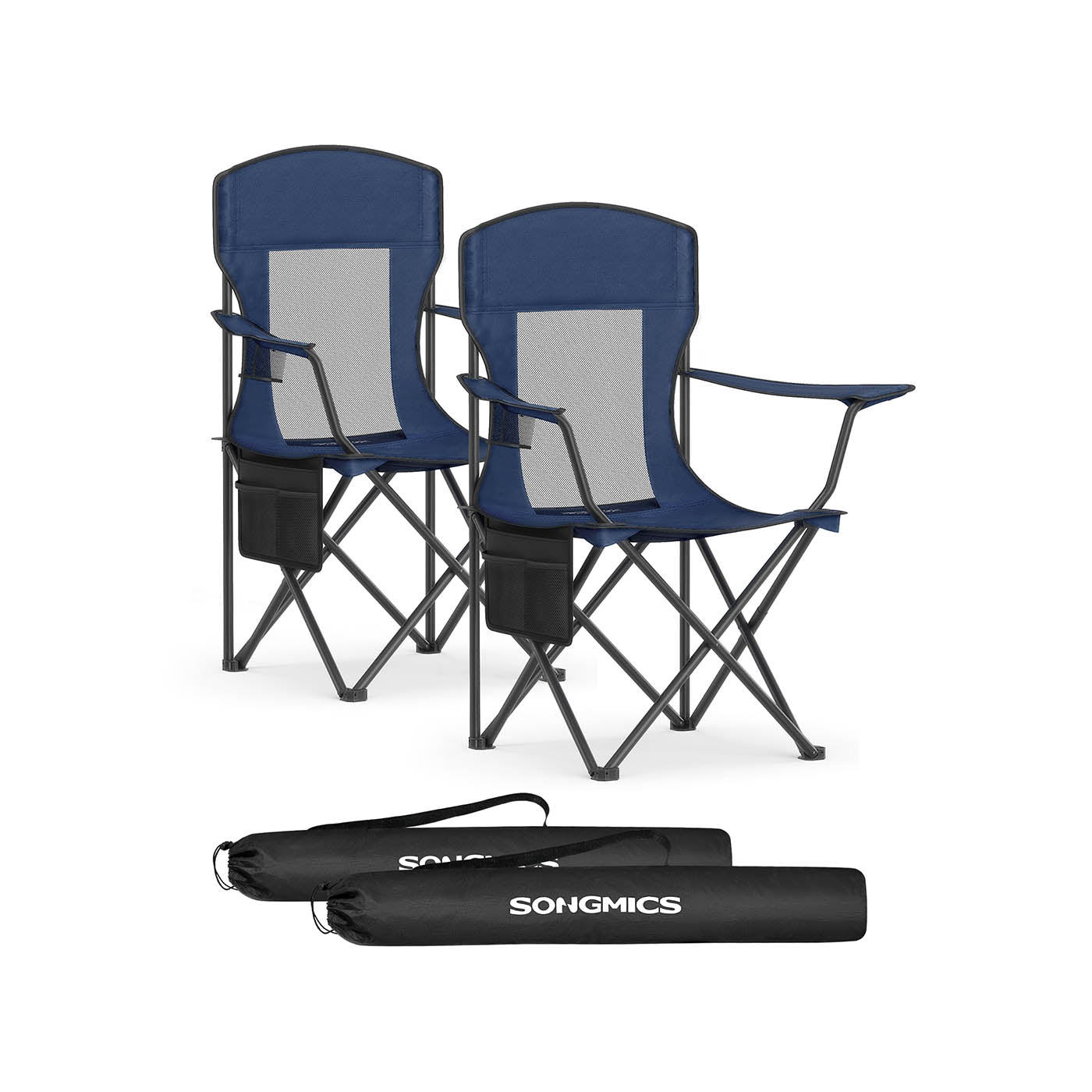 Campingstoelen set van 2 – Verstelbare armleuningen – Havenblauw