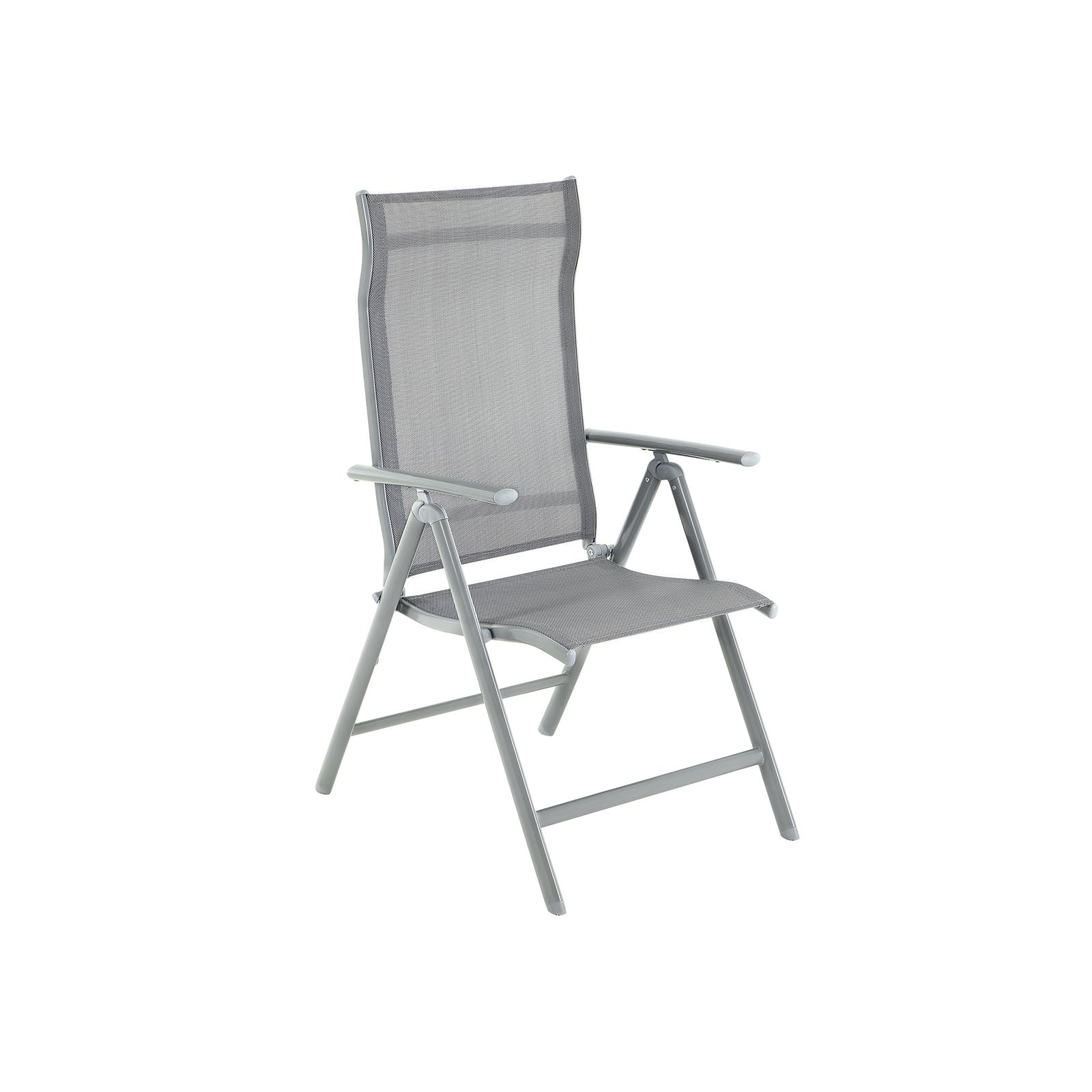 Tuinstoel – Verstelbare rugleuning – Aluminium – Grijs