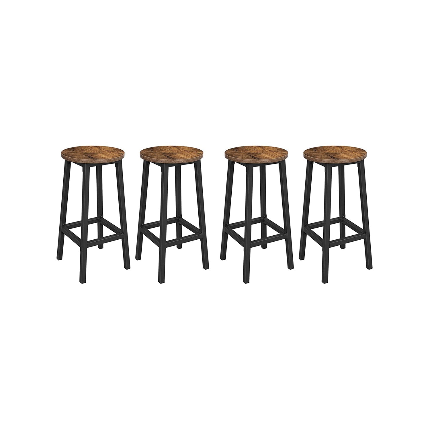 Barkrukken - Set van 4 - Industrieel Design - Bruin / Zwart
