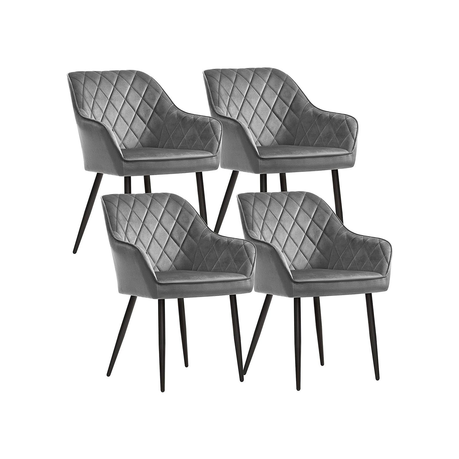 Gestoffeerde Stoelen Set van 4 – Comfortabel en Stijlvol – Lichtgrijs