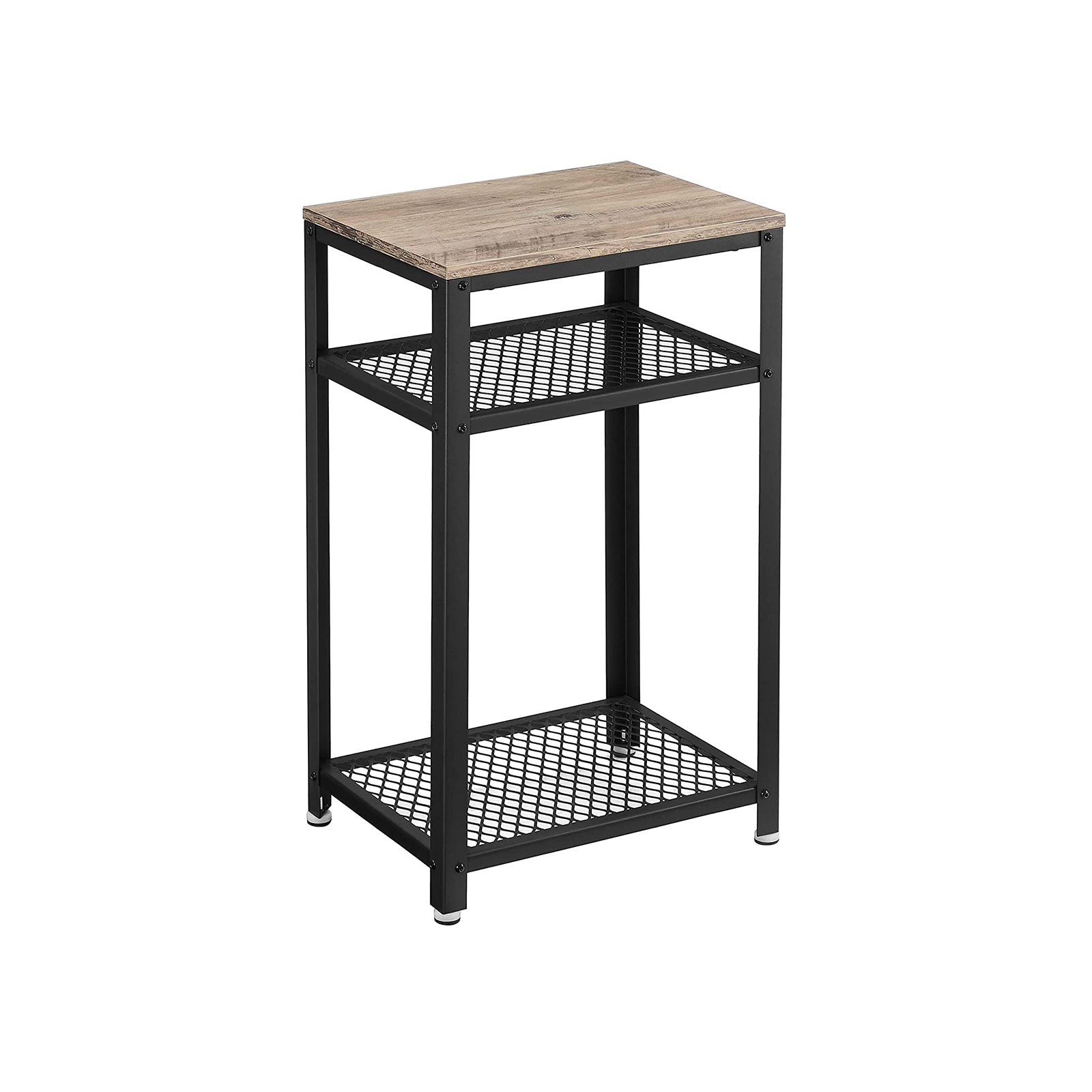 Bijzettafel – met 2 roosterplanken – greige-zwart
