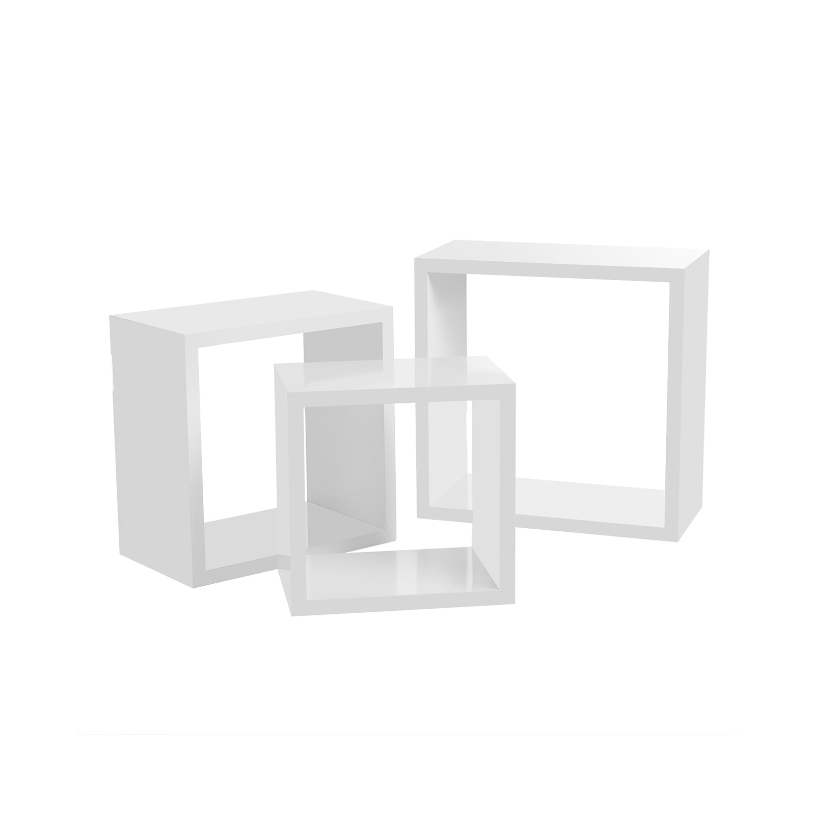 Wandplanken – zwevend – kubusvorm – set van 3 – wit