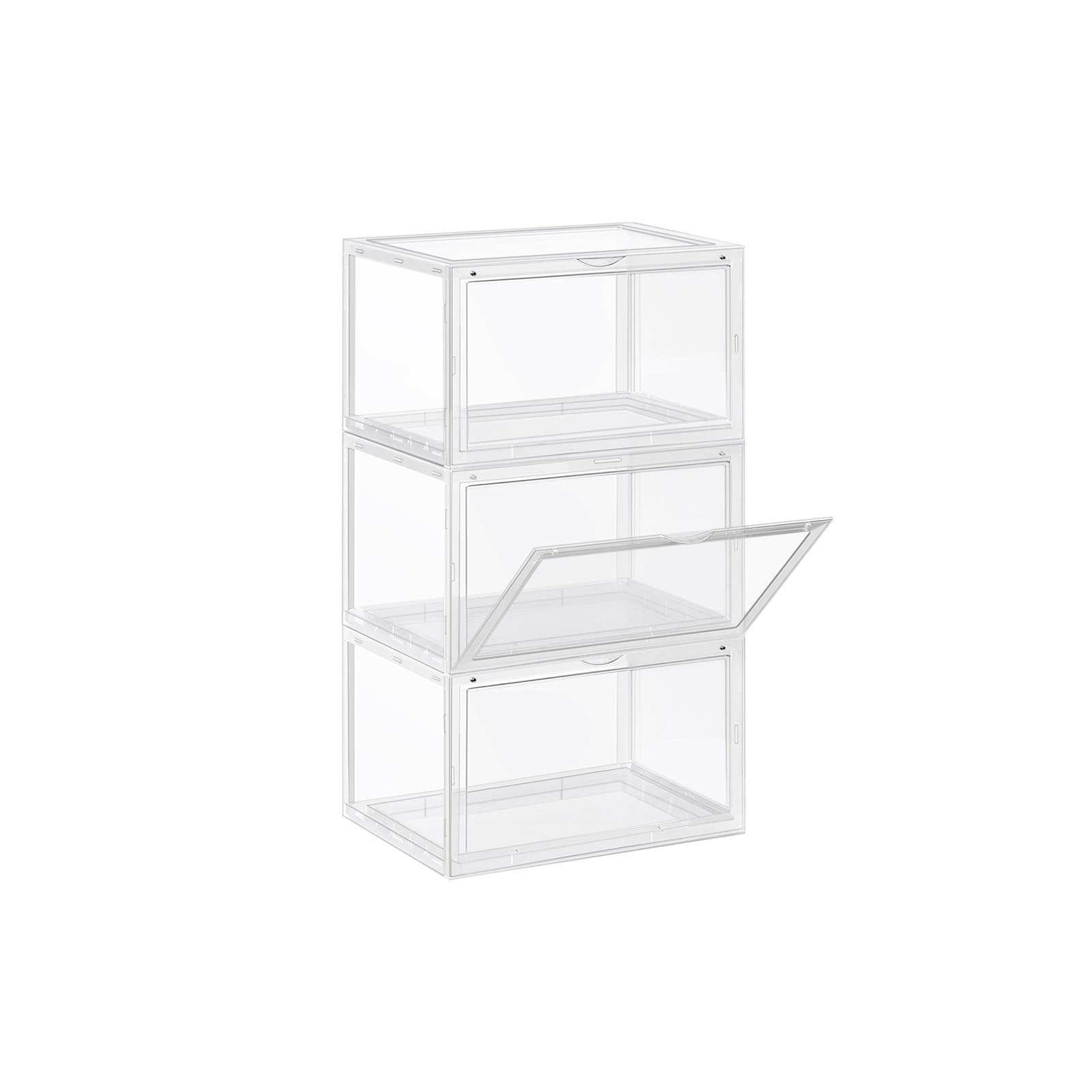 Schoenendoos - Set van 3 - Stapelbare organizers - Transparante deur - Plastic