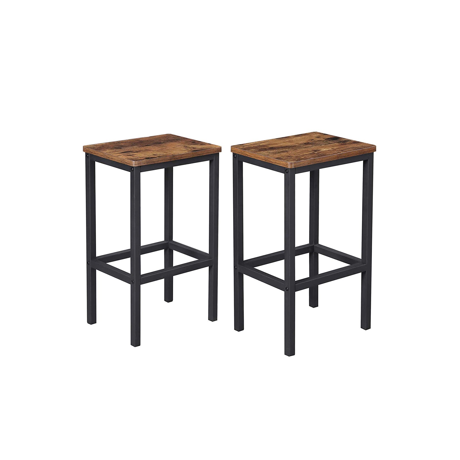 Barkrukken - Set van 2 - Hoge eetkamerstoelen - Industrieel design - Bruin/Zwart