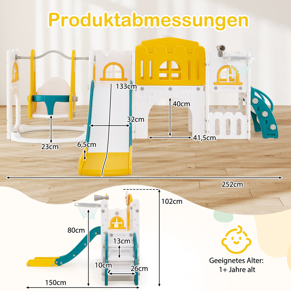 Barnrutschbana – med klätterställning och gunga Rutschkombination + – Grön