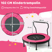 Barntrampolin – Fitness Inomhus med avtagbart handtag Minitrampolin upp till belastning – 100 kg Ø 102 cm – Rosa