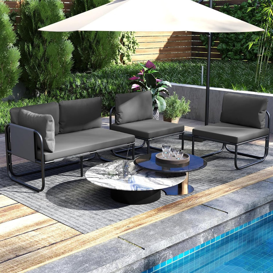 Trädgård – Lounge Soffa Möbler Utomhus med Kuddar sits – 2 – Grå