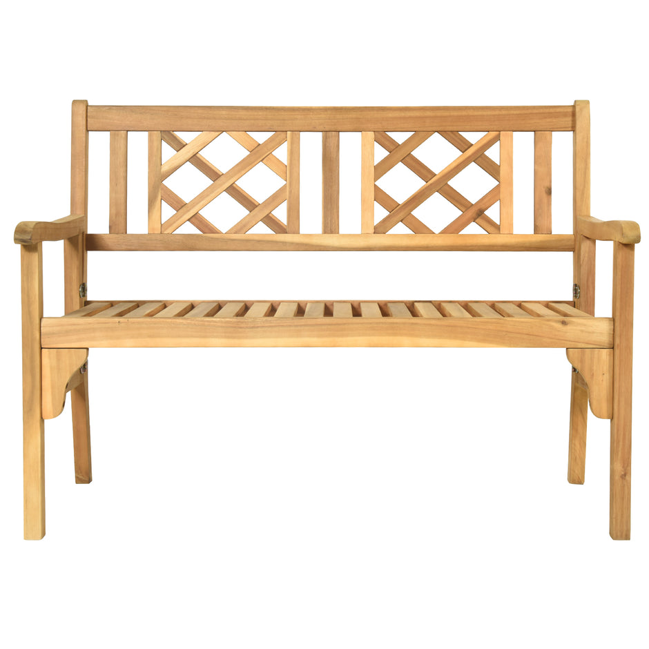 Hopfällbar – uteplats bänk trä trädgårdsmöbler – 120 x 56 x 90 cm – Natur
