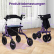 Fällbar – och lätt rollator med sittplats i aluminium upp till i rullstol rese – 136 kg 2 1 – Lila