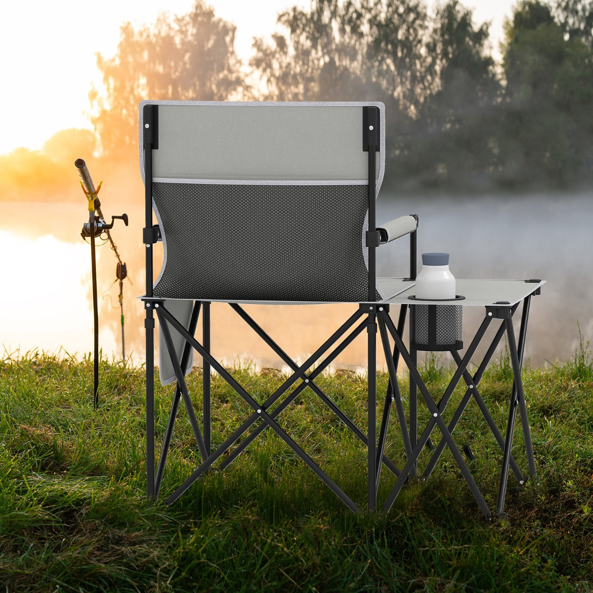 pack – strandstolar, hopfällbara picknickstolar med positioners justerbart ryggstöd och armstöd – 2 5 – Grå