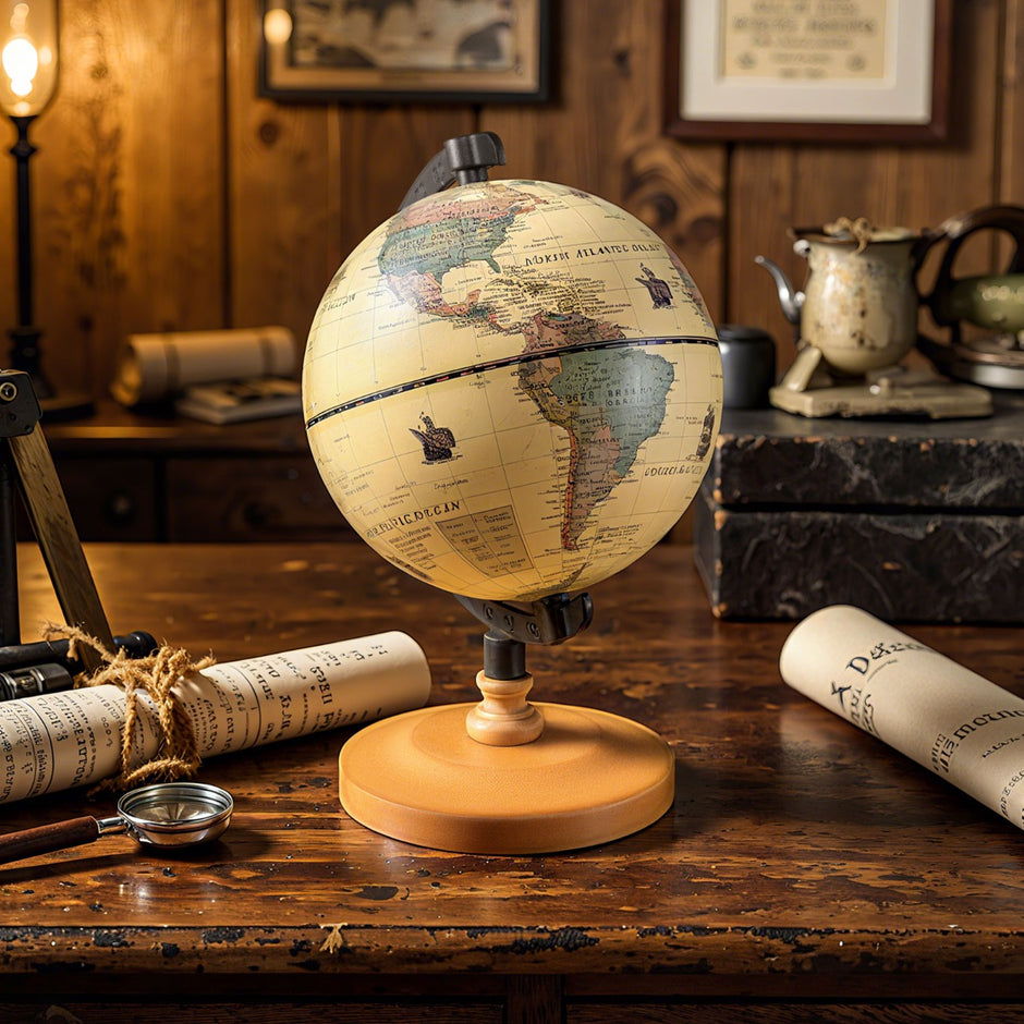 Glob – med metallstativ Pedagogisk/geografisk Världskula – Ø 14 cm – Brun