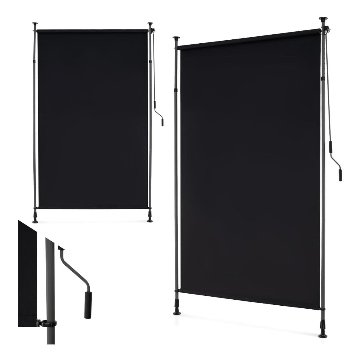 Utomhus – vertikalmarkis höjdjusterbar och utdragbar – 150 x 220-310 cm – Svart