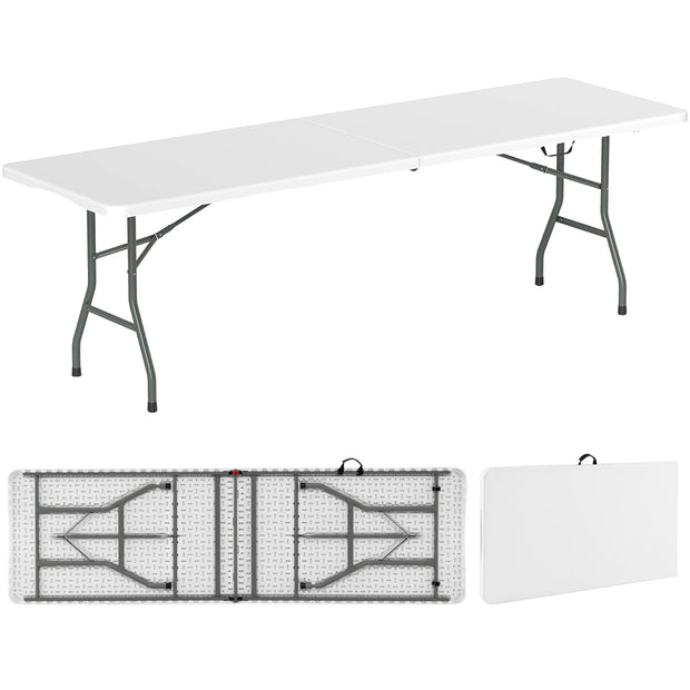 XXL Trädgårdsbord – med HDPE bordskiva och bärhandtag Fällbart campingbord partytabell – Vit