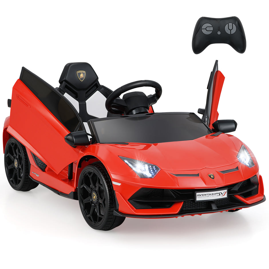 Lamborghini – elbil för barn med 2,4G fjärrkontroll och LED strålkastare Elfordon km/h – 3-5 – Röd
