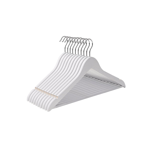 Houten kledinghangers – Set van 10 – Wit