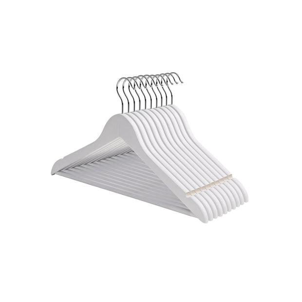 Houten kledinghangers – Set van 10 – Wit