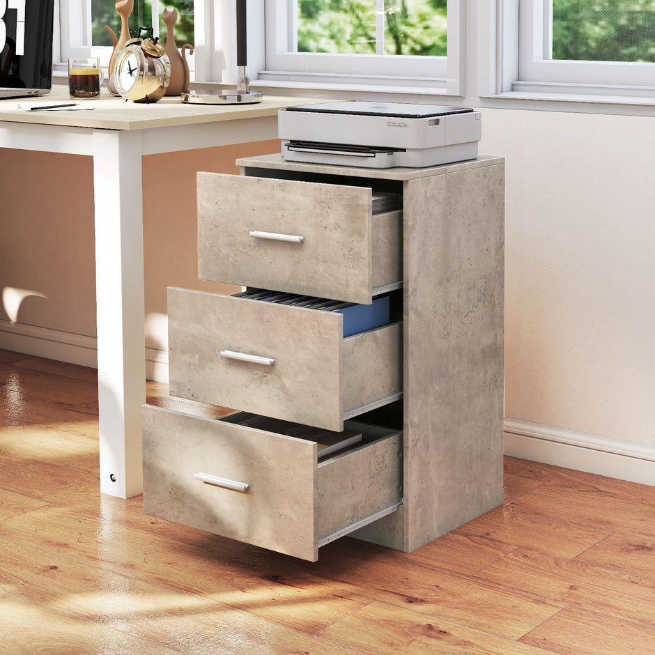 Nattduksbord – med lådor Högblanka nattbord Nattkommod för boxspring säng Cementgrå – 3 37 x 34 x 66,5 cm – Grå