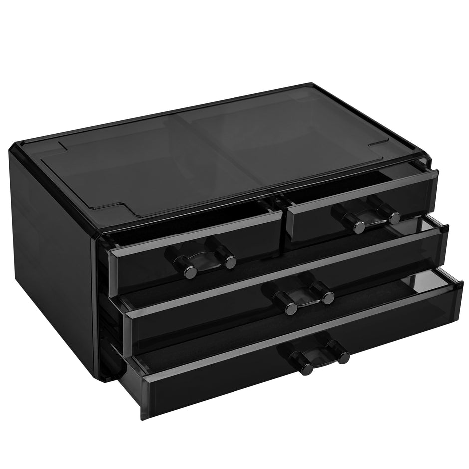 Make-up organizer – 4 laden – zwart