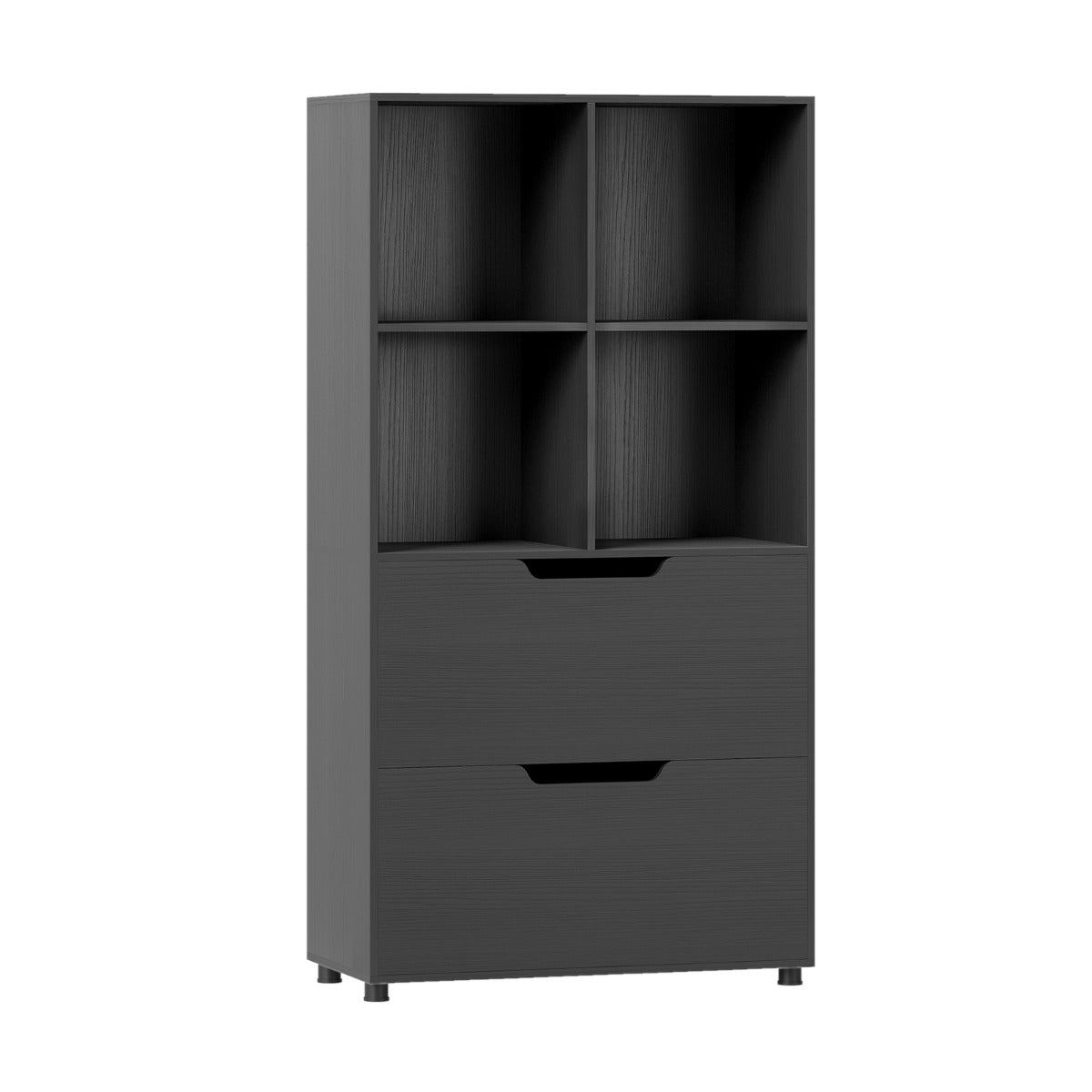 Kub – Bokhylla med Låda steg fristående – 4 2 130 cm 5 – Svart