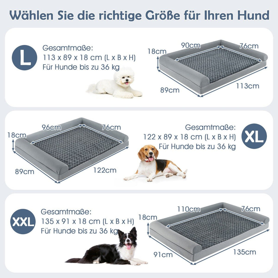 Ortopedisk – hundsäng stor hundsoffa med hundkudde för och hundar XL – Grå