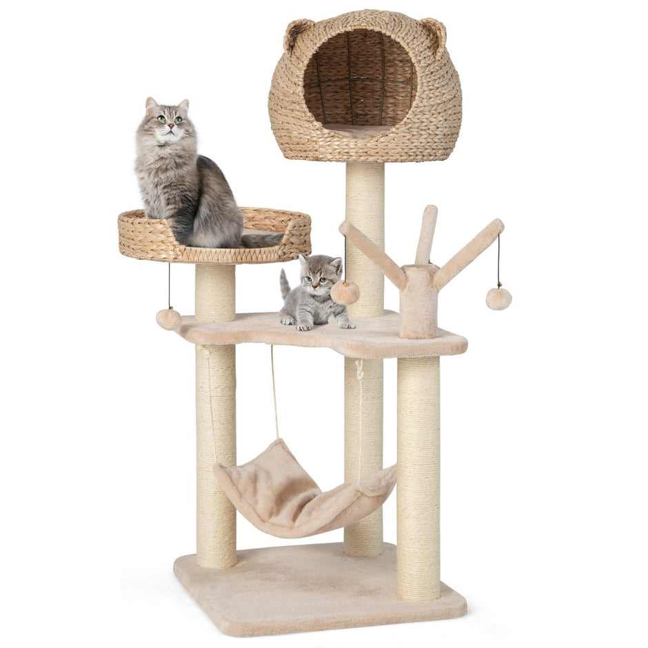 Högt – klätterträd med klätterstolpe Cat Cave Natural – 121 cm – Natur