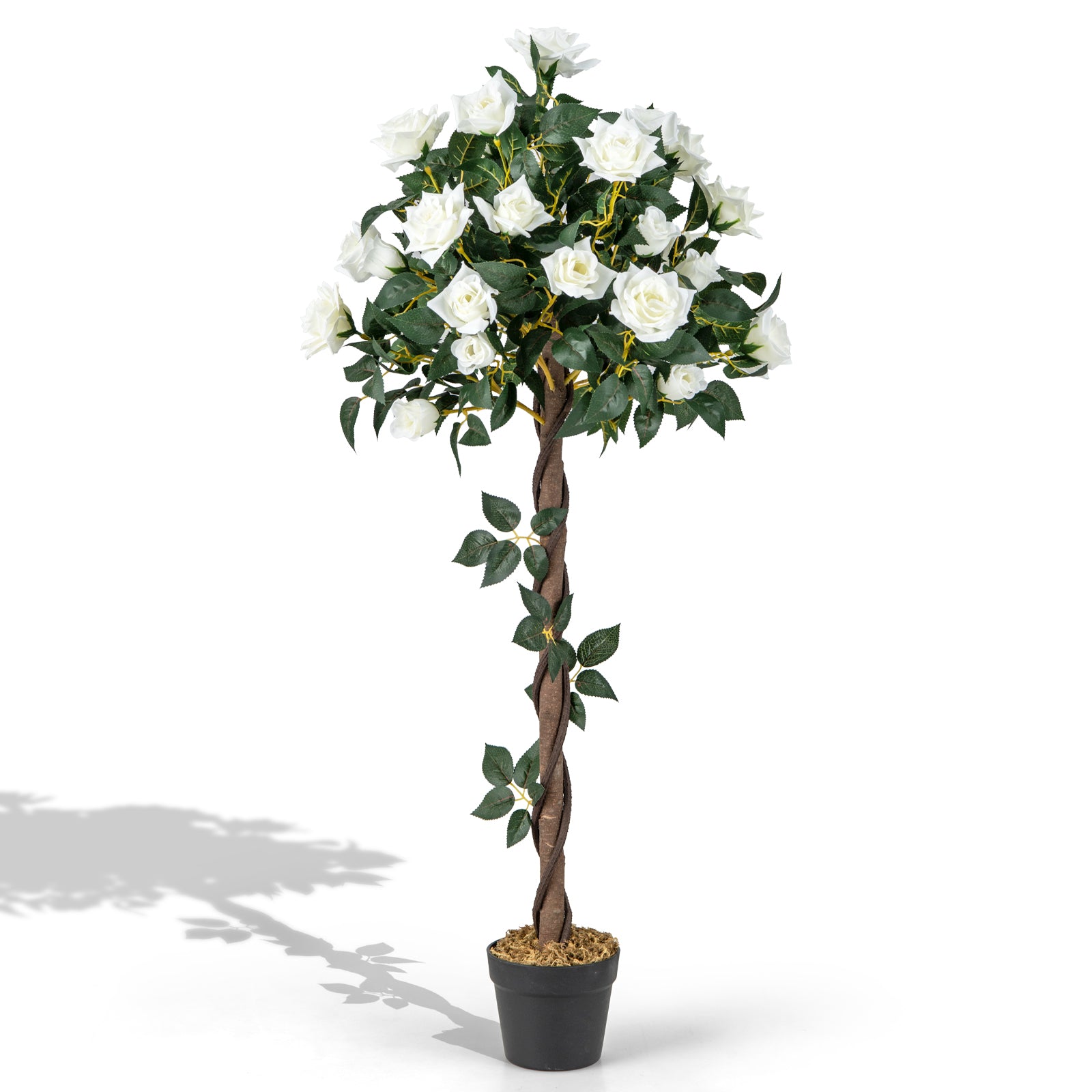 Rosenbaum – med vita rosor konstträd blommor konstgjort blomträd – 120 cm – Vit