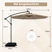 Vinkelsolparasoll – med Sol LED lampor och Sandsäckar Vev UV skydd – 40 Ø 350 cm – Brun