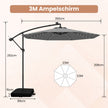 Vinkelsolparasoll – med Sol LED lampor och Sandsäckar Vev UV skydd – 40 Ø 350 cm – Grå