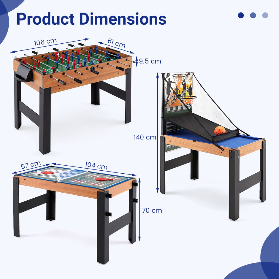 i – spelbord set multifunktionellt med fotbollsbord hockey biljard bordtennis m.m. Naturfärg – 14 1
