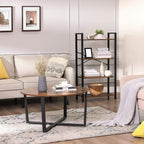 Boekenkast - 4 niveaus - Opbergrek met stalen frame - 120 cm hoog - Bruin/Zwart