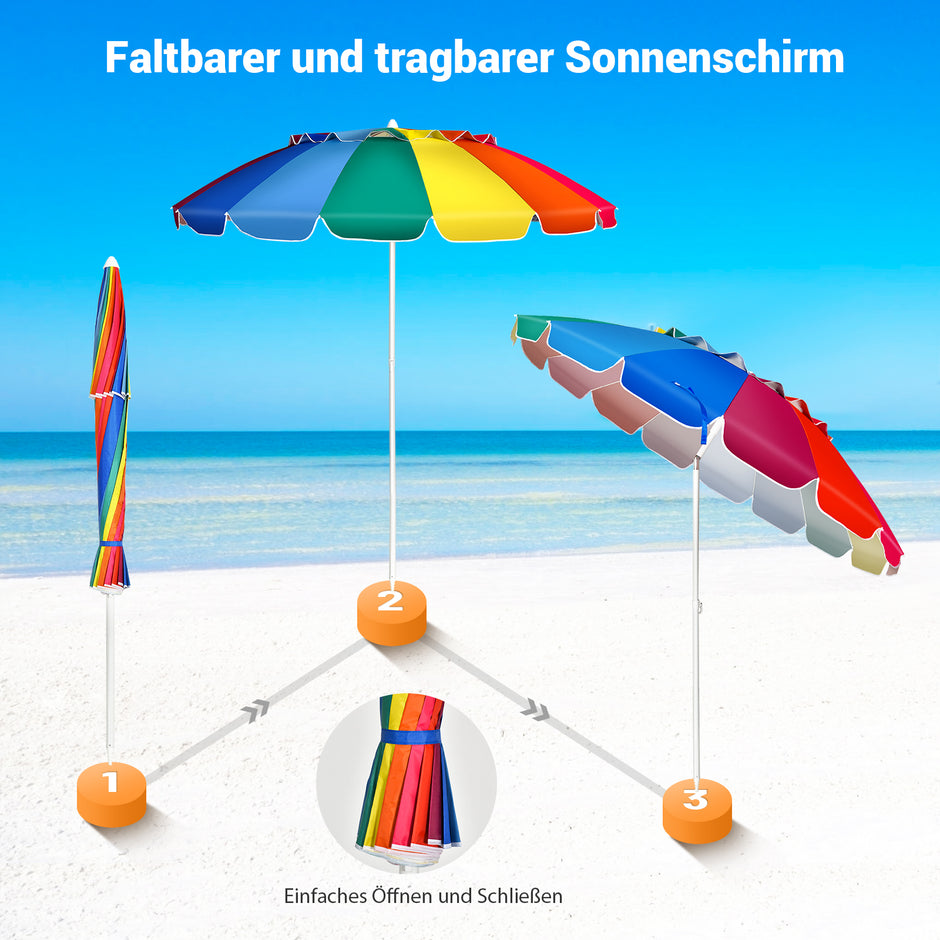 Strandparasoll – Utomhusparasoll i aluminium Lutbart uteplatsparaply Färgglatt – 243 cm – Färgglad