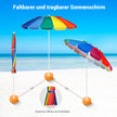 Strandparasoll – Utomhusparasoll i aluminium Lutbart uteplatsparaply Färgglatt – 243 cm – Färgglad