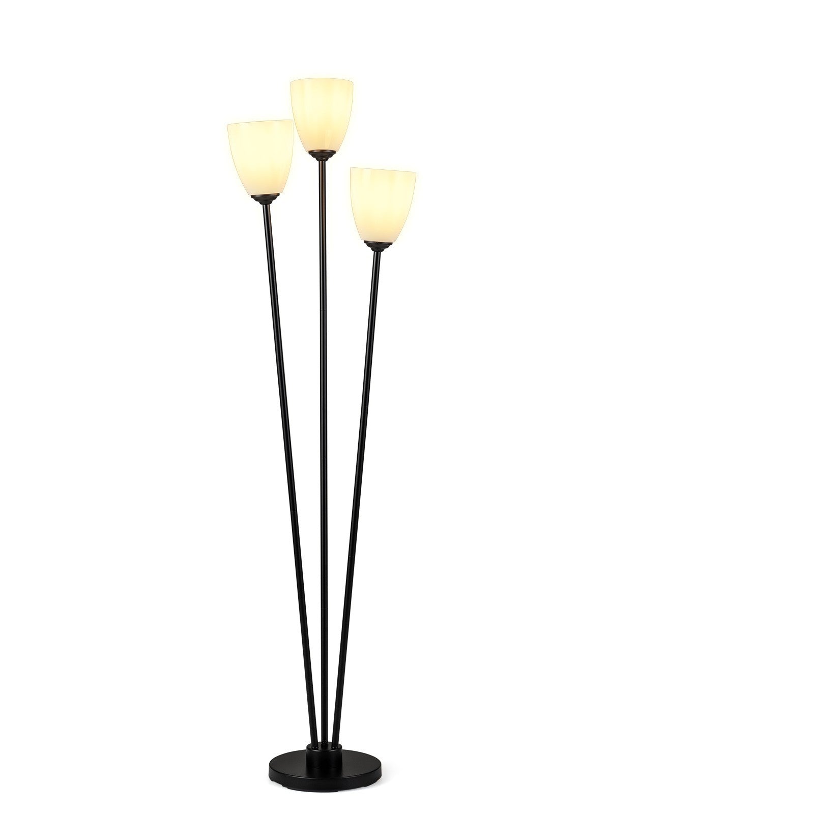 Golvlampa – med tre E27‑socklar, treflig läslampa lampskärm – 153 cm
