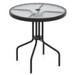 Trädgårdsbord – med parasollhål Bistråbord bordsskiva av härdat glas – 70 x 70 x 71 cm – Svart
