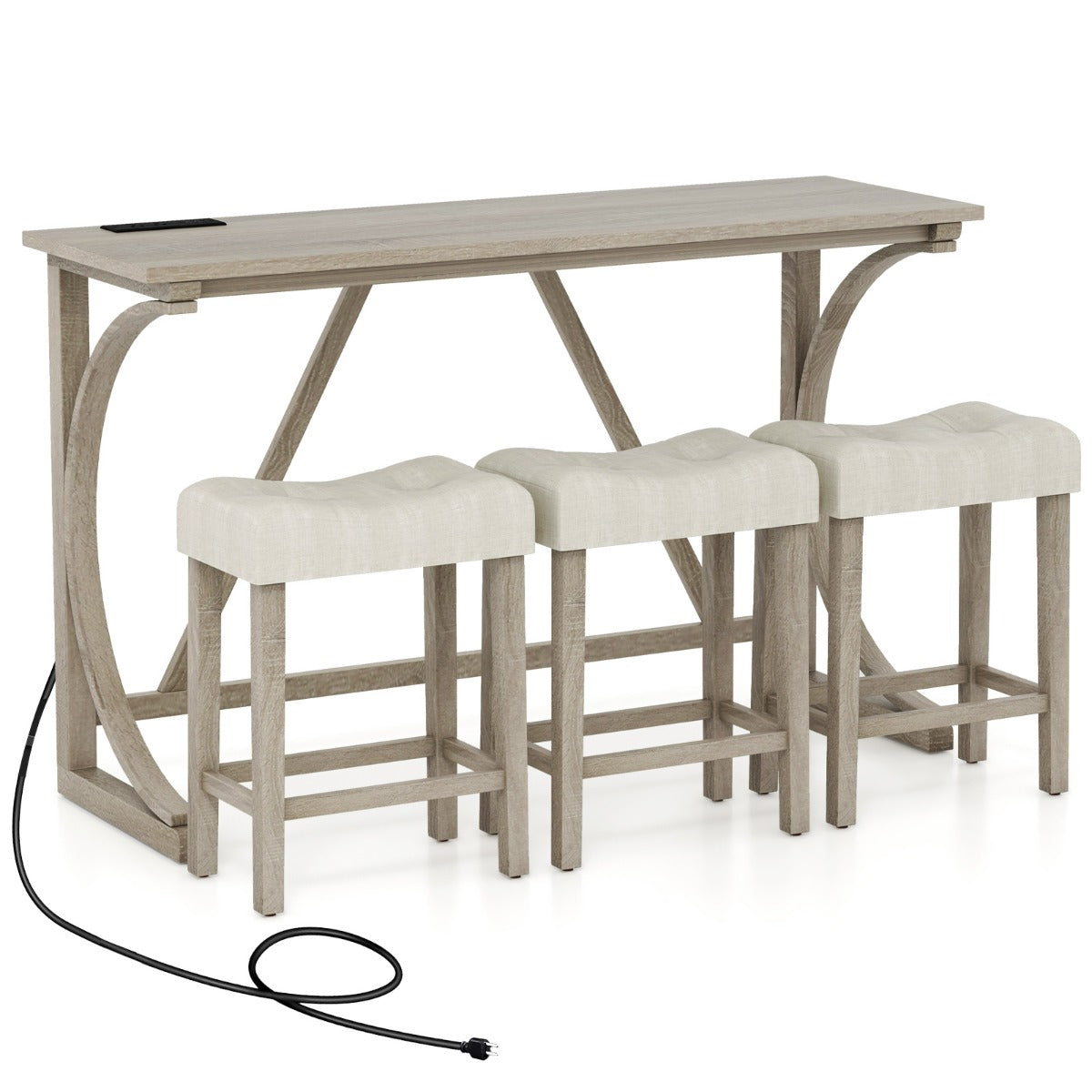 Bartabell – med barstolset uttag och USB portar för personer – 2 2 2-3 – Beige