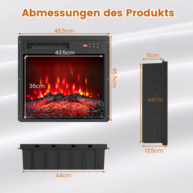 18" – elektrisk kamineinsatz 750W/1500W med fjärrkontroll Inbyggd – Svart
