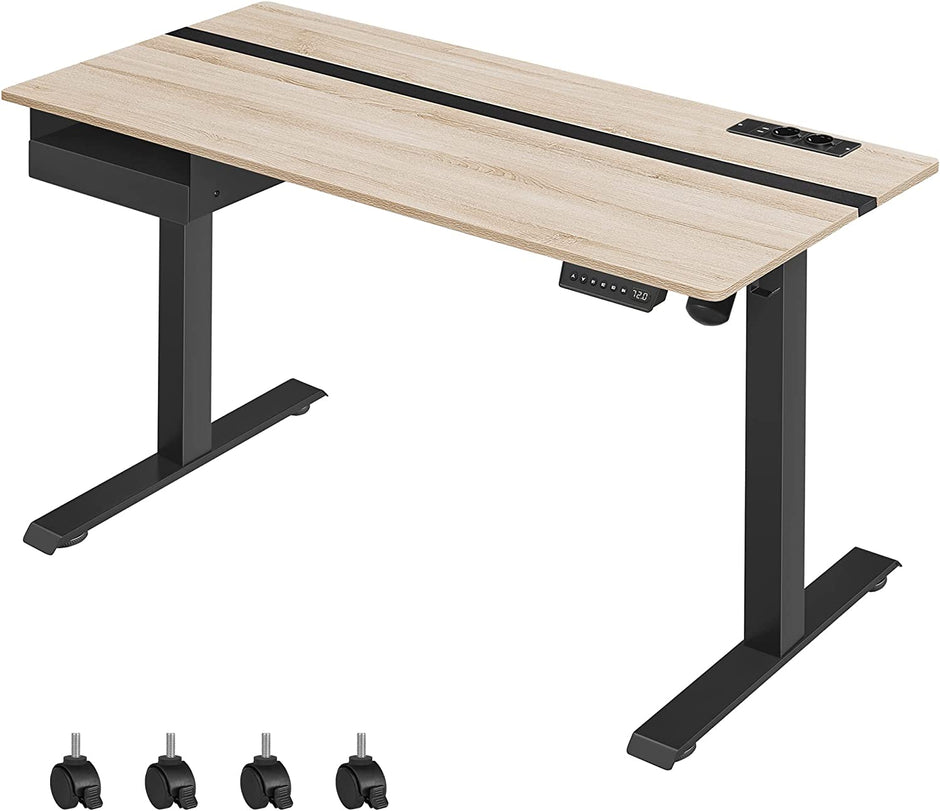 Elektrisch Bureau (Zit-Sta) – 60 x 140 cm – In hoogte verstelbaar met geheugenfunctie – Wit – 2× USB-C – 2× stopcontacten