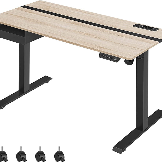 Elektrisch Bureau (Zit-Sta) – 60 x 140 cm – In hoogte verstelbaar met geheugenfunctie – Wit – 2× USB-C – 2× stopcontacten