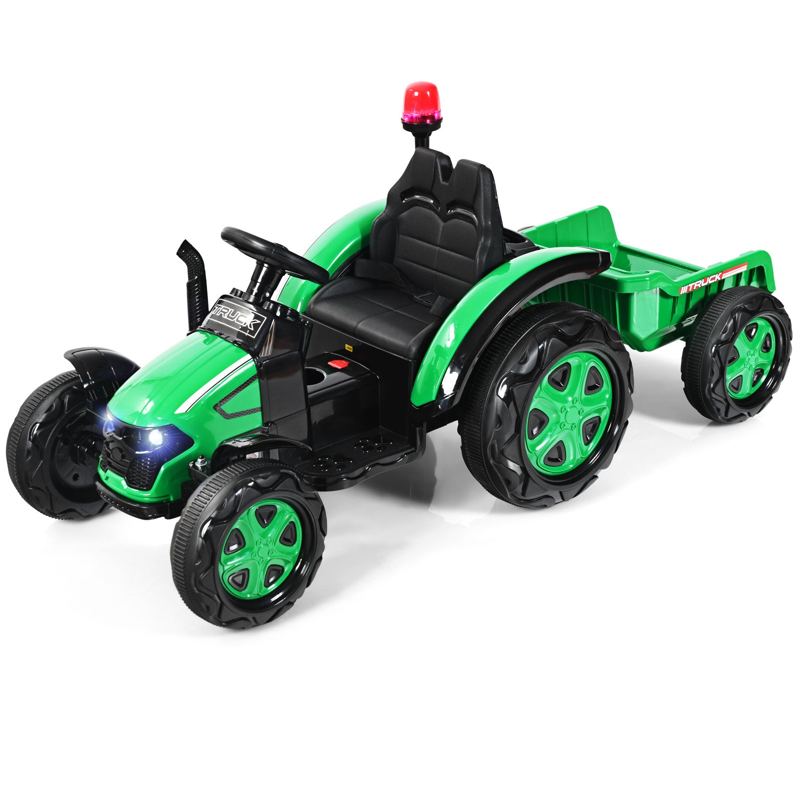 12V – eltraktor för barn med släpleksakstraktor – 151 x 68 x 70 cm – Grön