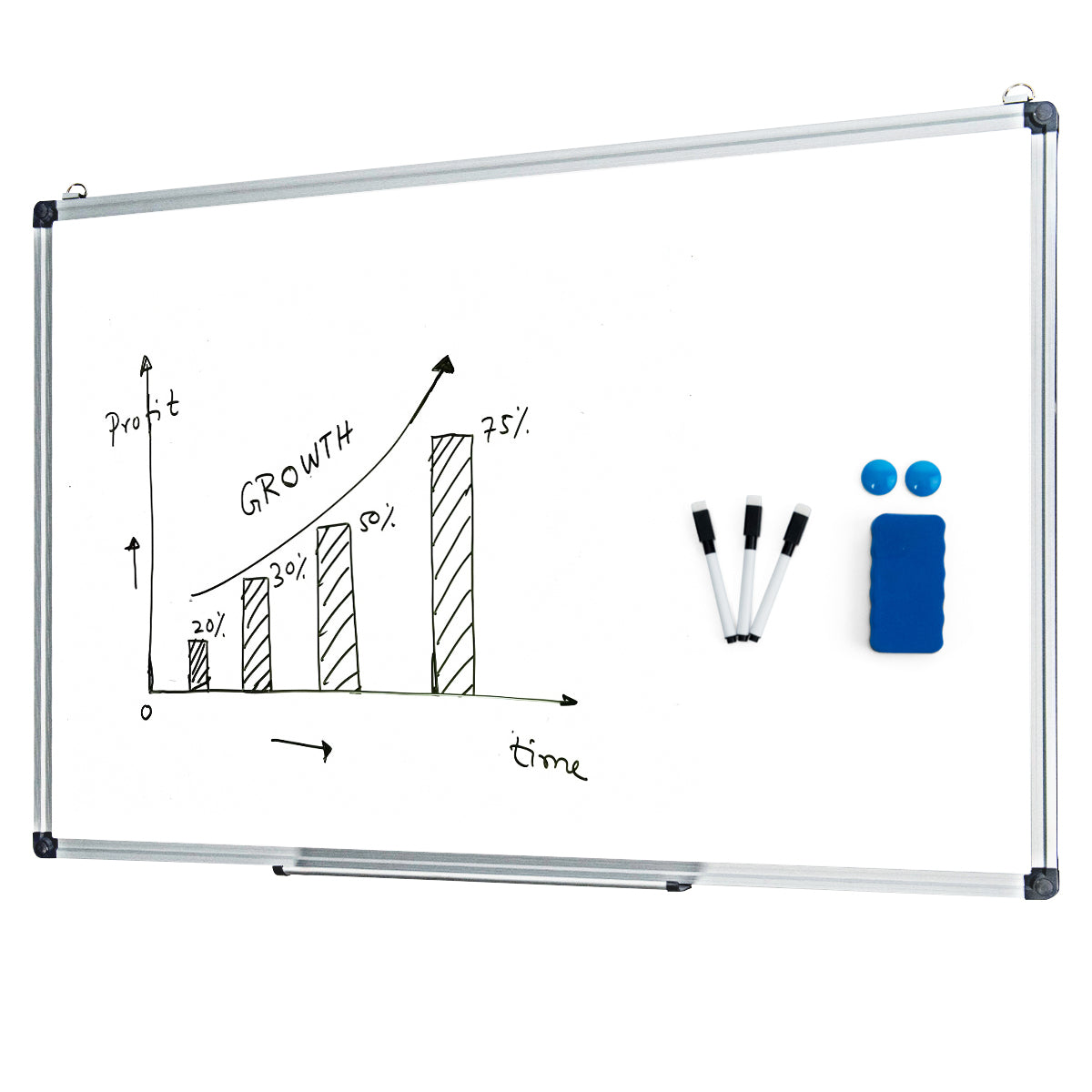 Whiteboard – med avtagbar pennbricka Aluminiumram Magnetisk – 50 x 35 cm – Vit
