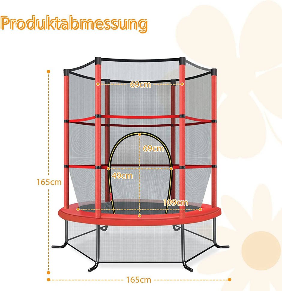 Trädgårdstrampolin – med skyddsnät Studsmatta upp till lastbar för barn från år – 135 kg 3 Ø 140 cm – Röd