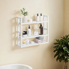 Badkamerplank, badkamerplank, plantenplank met 3 verstelbare planken