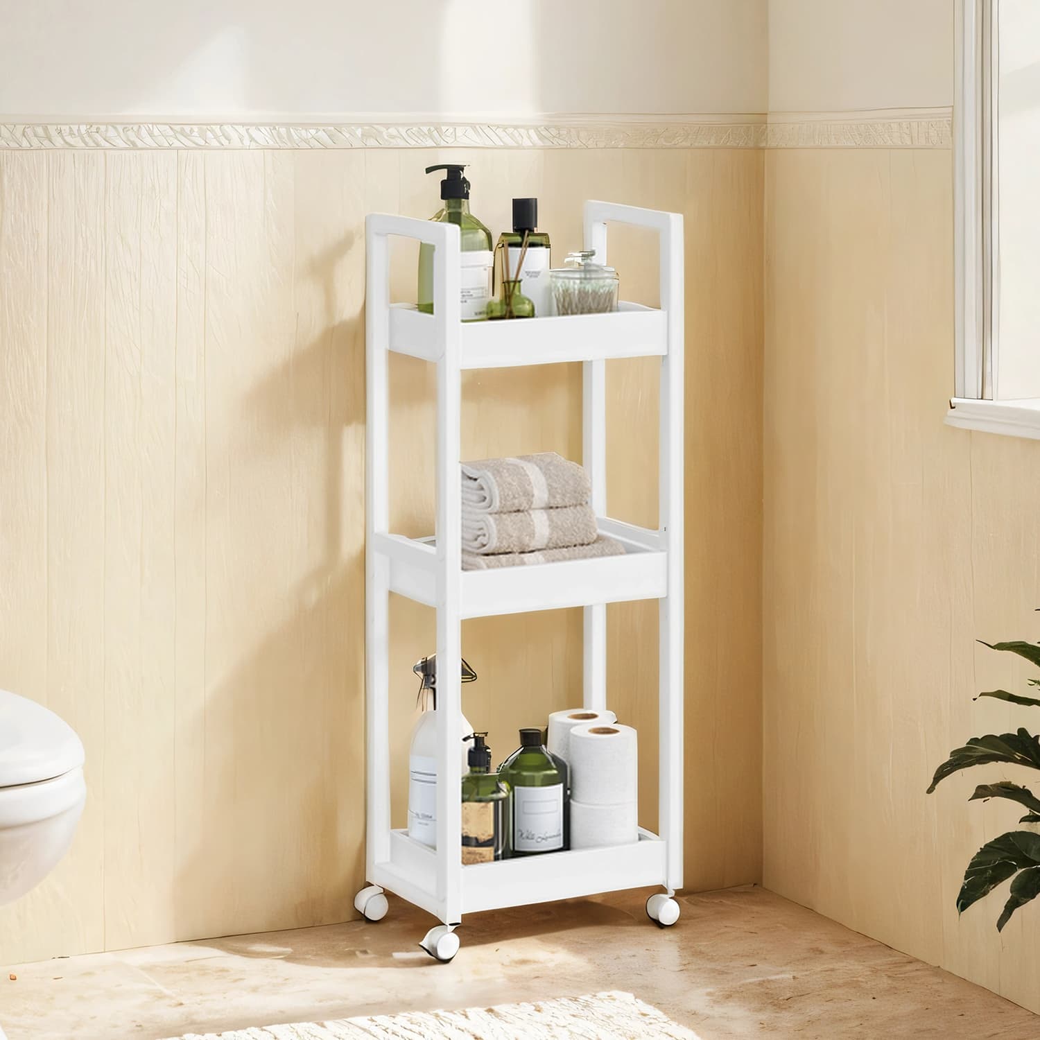 Badkamer trolley – Bamboe – Wit