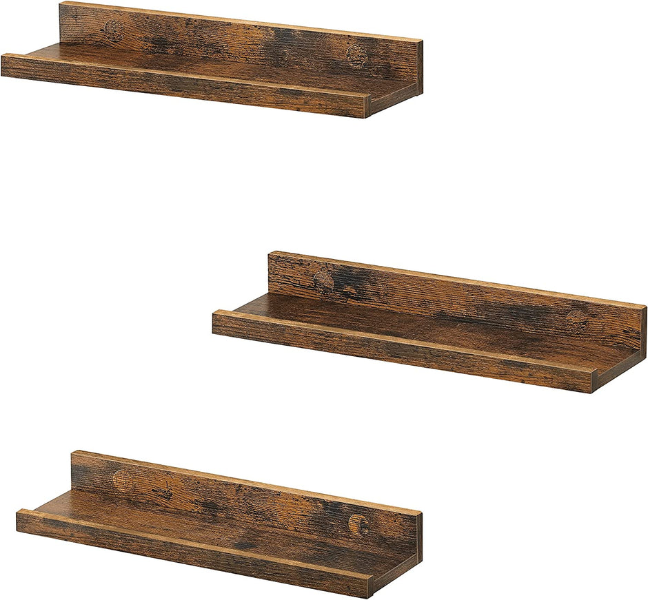 Wandplank Set van 3 – Zwevend en decoratief – Vintage bruin