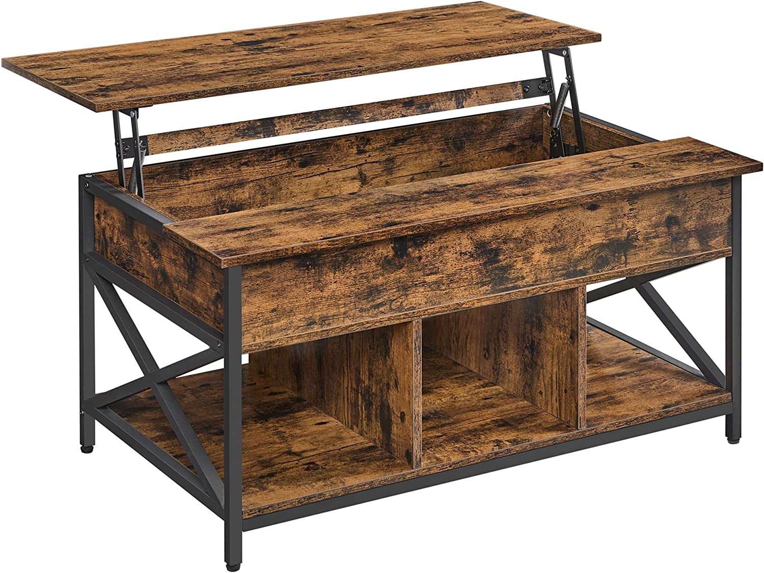 Salontafel – Met verborgen opbergruimte – Vintage bruin-zwart