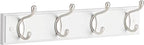 Wandkapstok – 4 metalen haken – zilver/wit